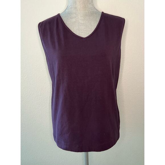 St John’s Bay Tank Top 1X in Plum Color Wide Strap V-Neck - Picture 1 of 11